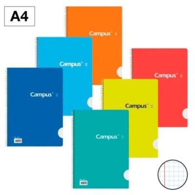 CADERNO ESPIRAL CAPA "CARTOLINA" CAMPUS A4 80FLS 60gr. QUADRICULADO CORES SORTIDAS