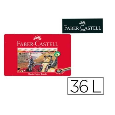 CAIXA METALICA C/ 36 x LAPIS DE CORES FABER CASTELL 18cm
