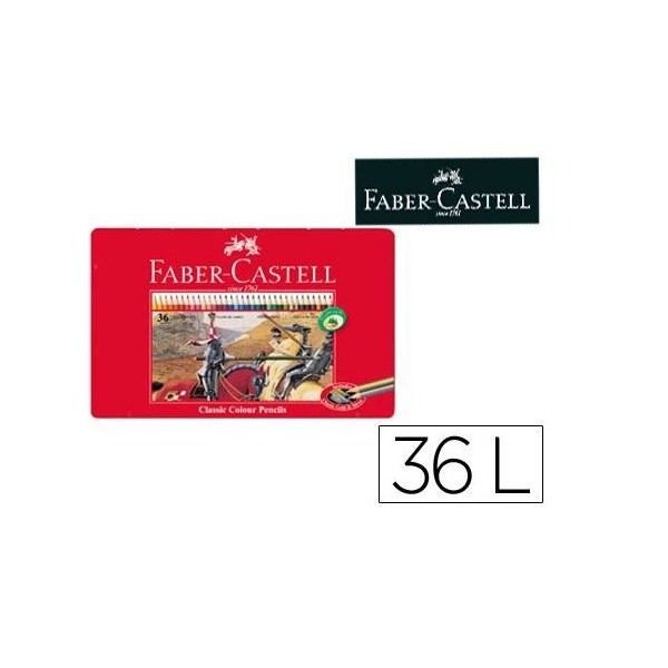 CAIXA METALICA C/ 36 x LAPIS DE CORES FABER CASTELL 18cm