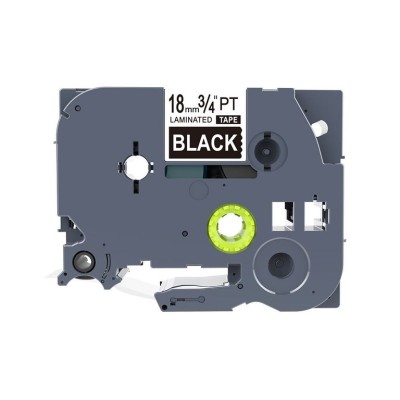 FITA P/ GRAVAÇAO COMPATIVEL C/  BROTHER P-TOUCH TZE345 18MM x 8MT  TEXTO BRANCO / FITA  PRETO