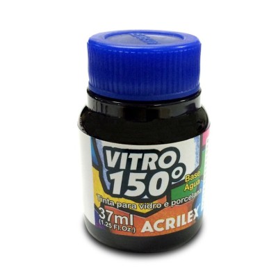 FRASCO TINTA P/ VIDRO ACRILEX VITRO 150º  37ML PRETO 520