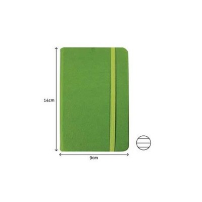 BLOCO NOTAS PAUTADO 140x90mm  116FLS CAPA SEMI PELE VERDE  C/ELASTICO