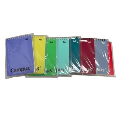 BLOCO NOTAS ESPIRAL CAMPUS A6 80gr. 60FLS LISO CORES SORTIDAS 