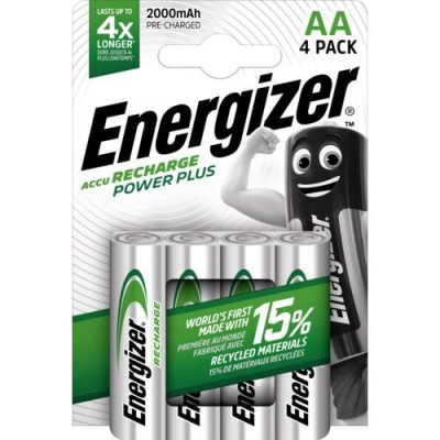BLISTER C/ 4 x PILHAS RECARREGAVEIS ENERGIZER POWER PLUS HR06 AA 2000mAh 1,2V
