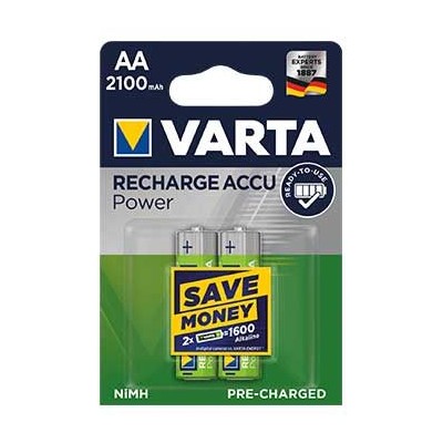 BLISTER C/ 2 x PILHAS RECARREGAVEIS VARTA HR06 AA 2100mAh 1,2V