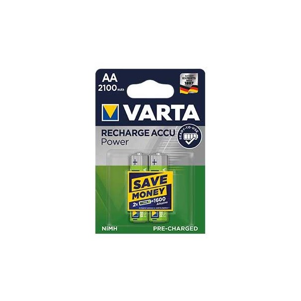 BLISTER C/ 2 x PILHAS RECARREGAVEIS VARTA HR06 AA 2100mAh 1,2V