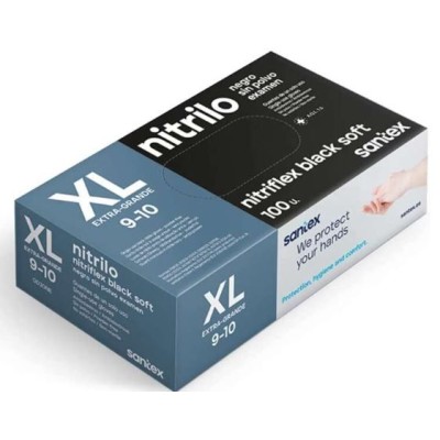 LUVAS DESCARTAVEIS S/PO NITRILO TAMANHO XL PRETO 3.5gr.  Cx100