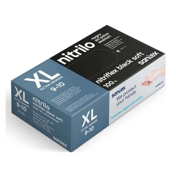 LUVAS DESCARTAVEIS S/PO NITRILO TAMANHO XL PRETO 3.5gr.  Cx100