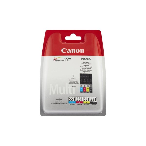 KIT 4 x TINTEIROS CANON CLI 551 (BK/C/M/Y) ORIGINAL
