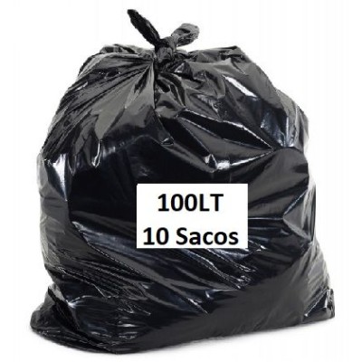 ROLO C/ 10 x SACOS LIXO PLASTICO PRETO 100LTS (80x90cm)