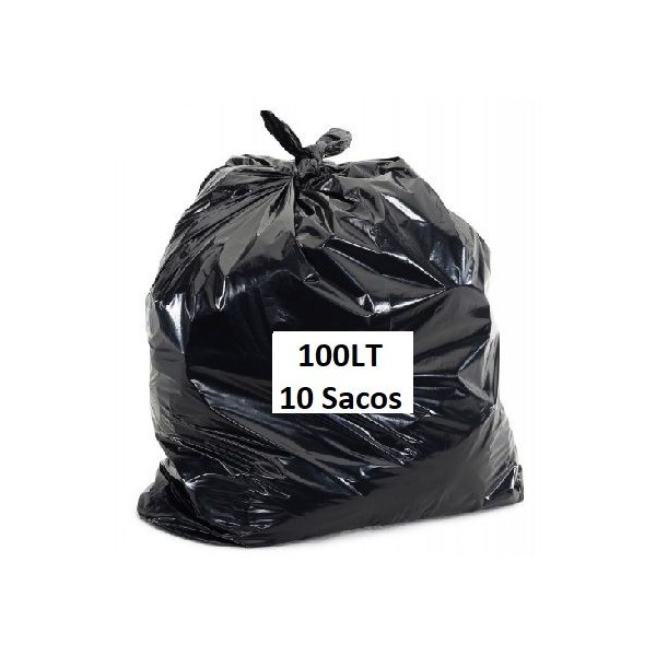 ROLO C/ 10 x SACOS LIXO PLASTICO PRETO 100LTS (80x90cm)
