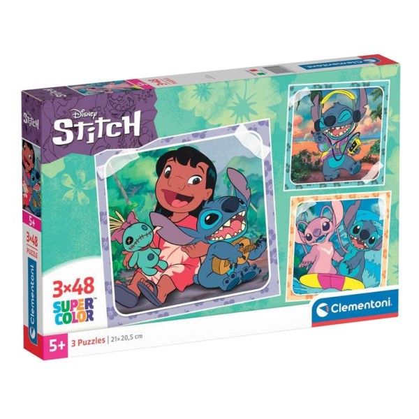 PUZZLE CLEMENTONI 3X48 PECAS STITCH DISNEY