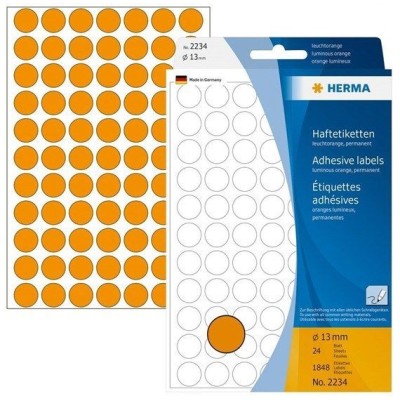 ETIQUETAS HERMA REDONDAS 13mm 1848 ETIQ. LARANJA FLUORESCENTE
