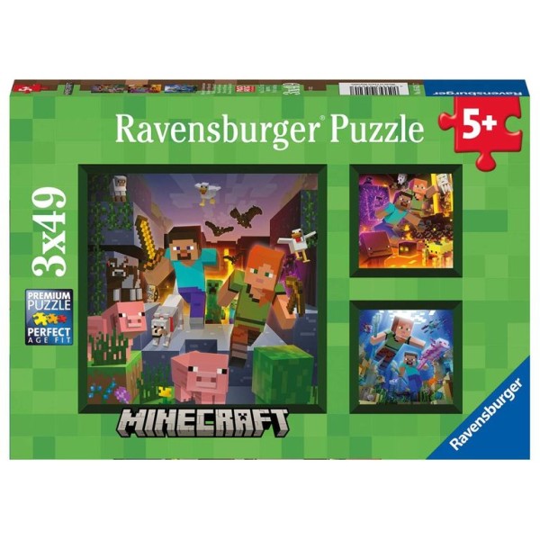 PUZZLE RAVENSBURGER 3X49 PECAS MINECRAFT