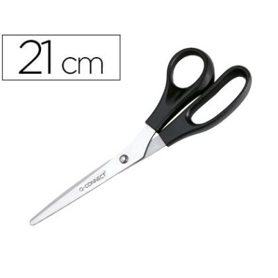 TESOURA INOX 21CM C/ PEGA PLASTICO PRETO P/ ESQUERDINOS