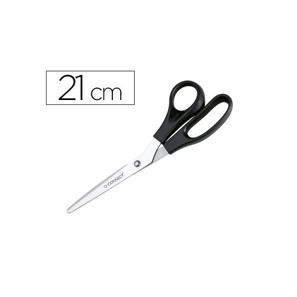 TESOURA INOX 21CM C/ PEGA PLASTICO PRETO P/ ESQUERDINOS