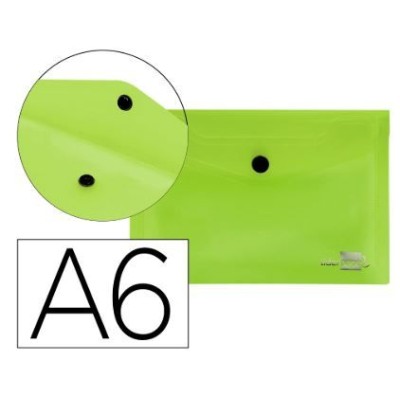 BOLSA ENVELOPE A6 PLASTICO C/FECHO MOLA/VELCRO VERDE TRANSLUCIDO