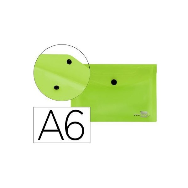 BOLSA ENVELOPE A6 PLASTICO C/FECHO MOLA/VELCRO VERDE TRANSLUCIDO