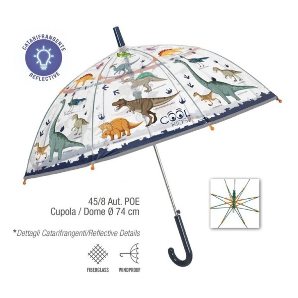 GUARDA CHUVA AUTOMATICO INFANTIL DINOSSAUROS 45CM
