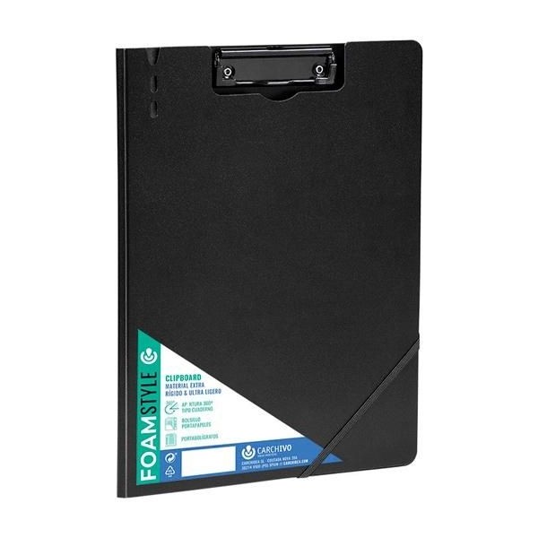 CLIP BOARD (PRANCHETA) 360º PLASTICO CARCHIVO FOAM STYLE A4 C/ MINICLIP - PRETO