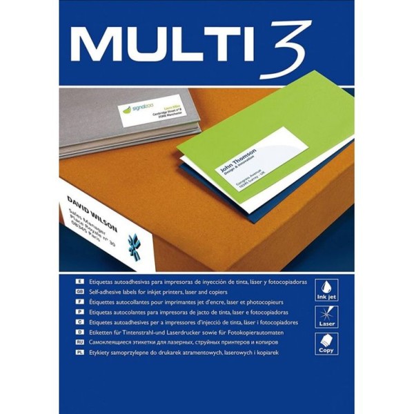 ETIQUETAS BRANCAS A4 MULTI3 63.5x72mm 100FLS x 12 ETIQ