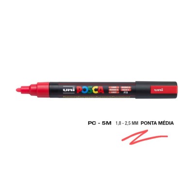 MARCADOR UNIBALL POSCA PC5M 1,8mm VERMELHO FLUOR