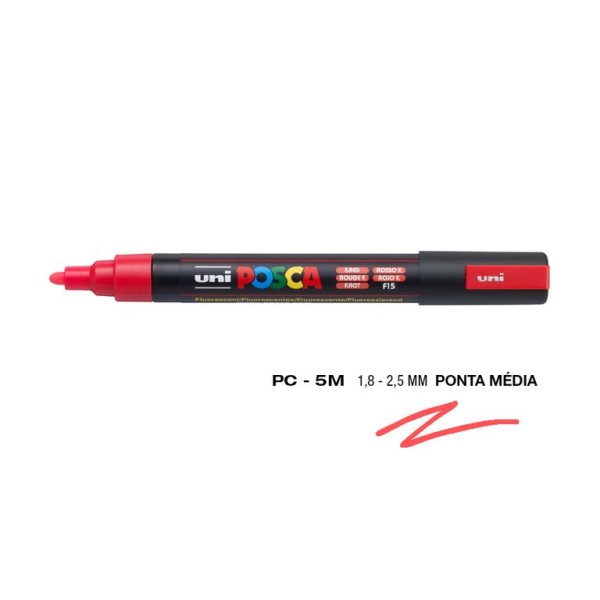 MARCADOR UNIBALL POSCA PC5M 1,8mm VERMELHO FLUOR