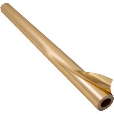 ROLO PAPEL METALIZADO FOLIA 50CM x 10MT  DUPLA FACE OURO / OURO