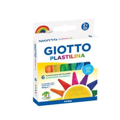BLISTER C/ 6 x BARRAS PLASTICINA GIOTTO CORES VIVAS 90gr.