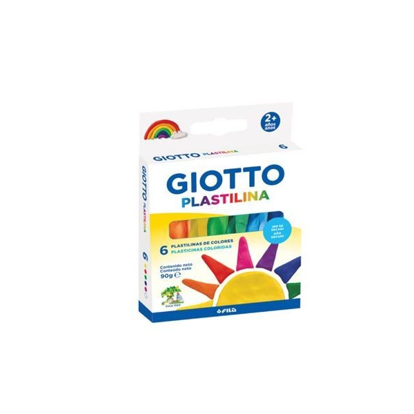 BLISTER C/ 6 x BARRAS PLASTICINA GIOTTO CORES VIVAS 90gr.