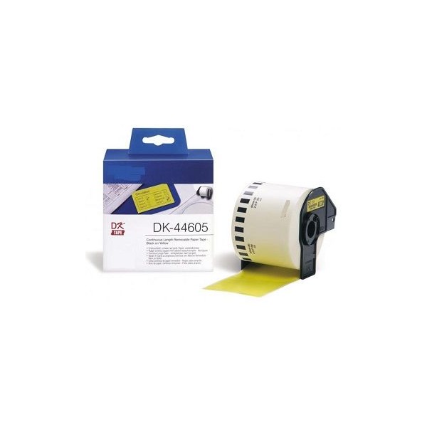 ROLO ETIQUETAS COMPATIVEL C/ BROTHER DK44605 62MM x 30,48MT (CONTINUO) - AMARELO