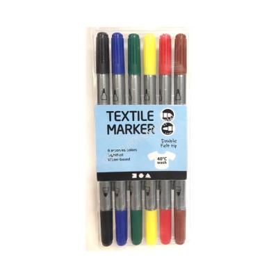 BLISTER C/ 6x MARCADORES PARA TECIDO CREATIV DUPLA PONTA