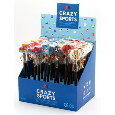 LAPIS CARVAO C/ BORRACHA "SPORTS" CORES SORTIDAS