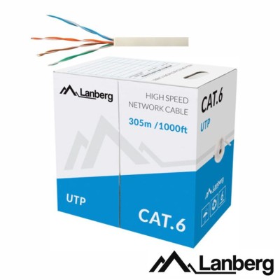 BOBINE 305MT - CABO REDE LANBERG CAT. 1GB/S CINZA