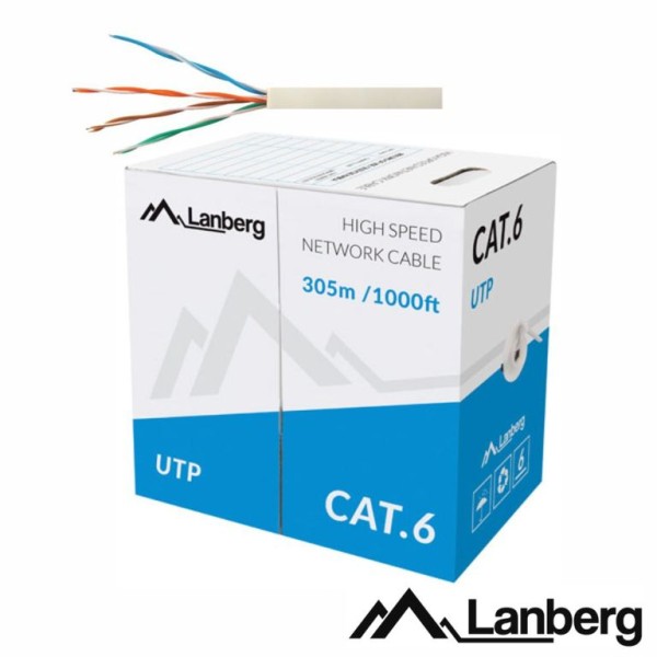 BOBINE 305MT - CABO REDE LANBERG CAT. 1GB/S CINZA