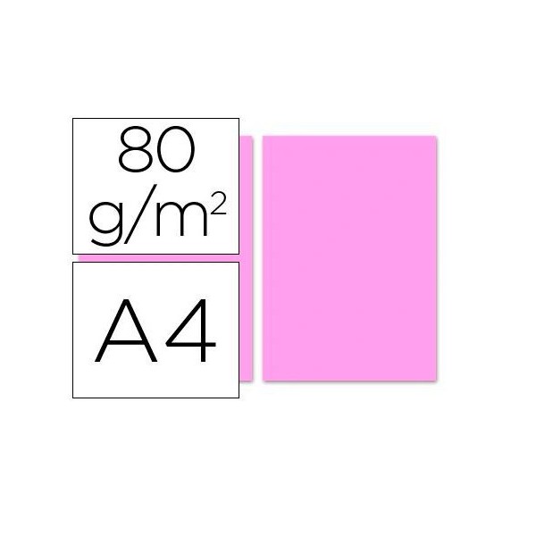 PAPEL FOTOCOPIA A4 80GR. 100FLS ROSA PASTEL