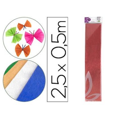 PAPEL CREPE 0,50x2,5MT VERMELHO METALIZADO