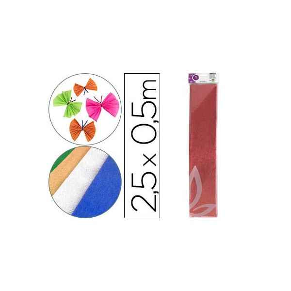 PAPEL CREPE 0,50x2,5MT VERMELHO METALIZADO