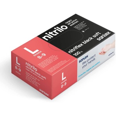 LUVAS DESCARTAVEIS S/PO NITRILO TAMANHO L PRETO 3.5gr.  Cx100