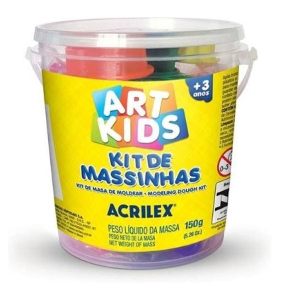 KIT C/ FORMAS E MASSA MODELAR ACRILEX 150gr. CORES SORTIDAS