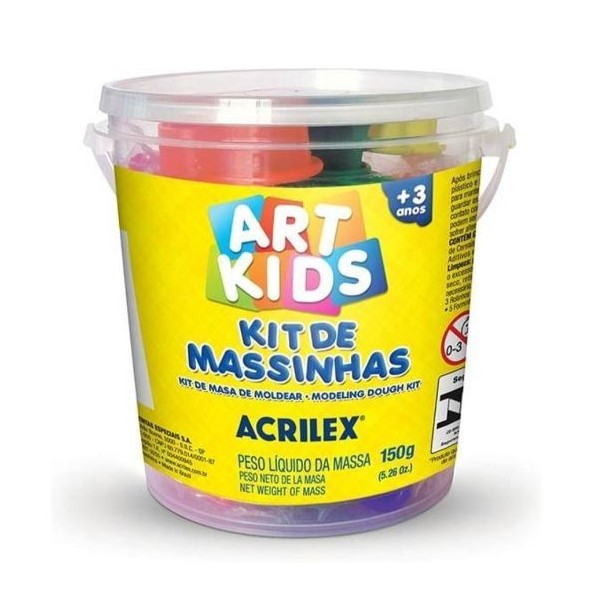 KIT C/ FORMAS E MASSA MODELAR ACRILEX 150gr. CORES SORTIDAS