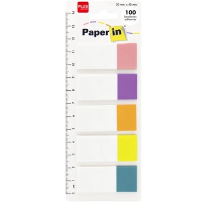BANDAS SEPARADOR / SINALIZADORES PLASTICO PLUS OFFICE PAPER IN C/ REGUA 20x45mm 5 CORES  