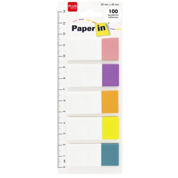 BANDAS SEPARADOR / SINALIZADORES PLASTICO PLUS OFFICE PAPER IN C/ REGUA 20x45mm 5 CORES  