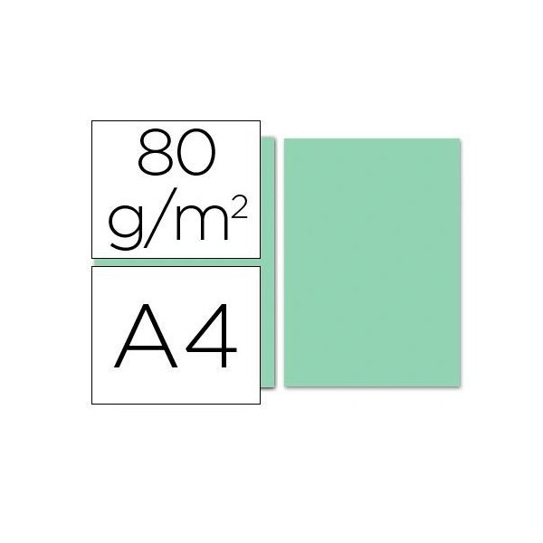 PAPEL FOTOCOPIA A4 80GR. VERDE PASTEL 100FLS