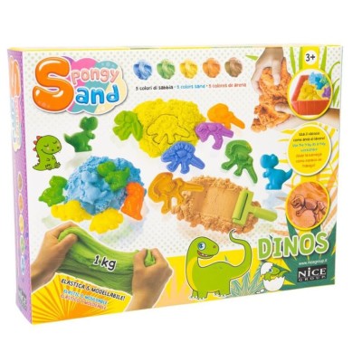 JOGO AREIA MAGICA C/ ACESSORIOS DINOSSAURO NICE SPONGY SAND