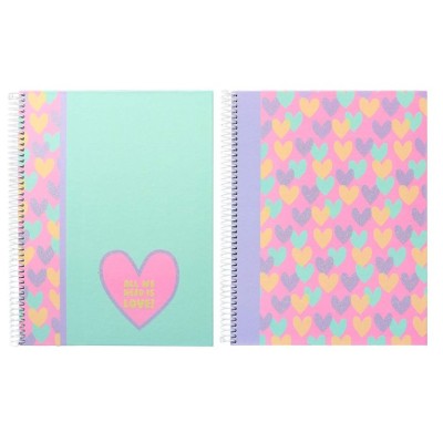 CADERNO ESPIRAL CAPA DURA  ANCOR B´LOG HEARTS A4 90gr. 80FLS QUADRICULADO CORES SORTIDAS