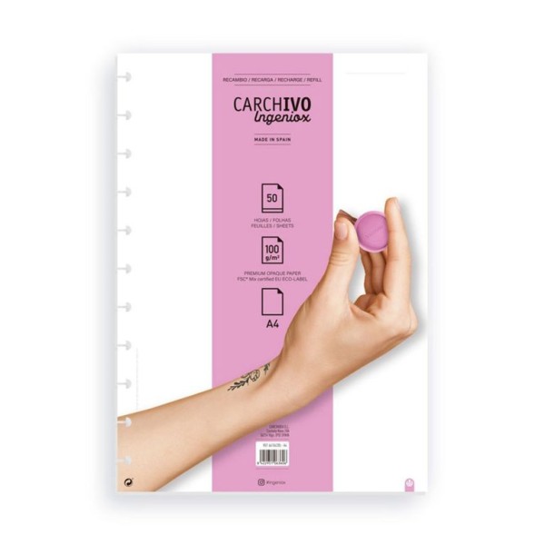 BLOCO RECARGA A4 100gr. 50FLS LISO -  P/ CADERNO INTELIGENTE INGENIOX