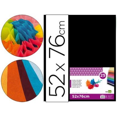 PAPEL SEDA 51x76cm 25 FOLHAS PRETO