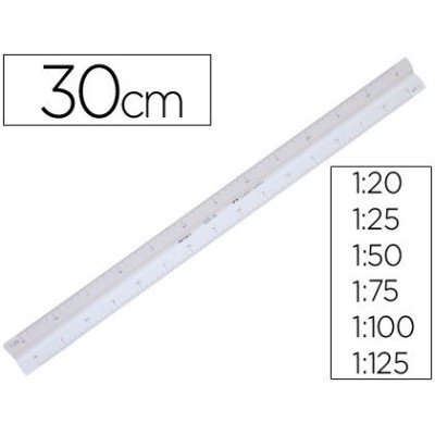 REGUA ESCALAS TRIANGULAR FABER-CASTELL 30CM 1:20 / 25 / 50 / 75 / 100 / 125