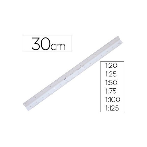 REGUA ESCALAS TRIANGULAR FABER-CASTELL 30CM 1:20 / 25 / 50 / 75 / 100 / 125